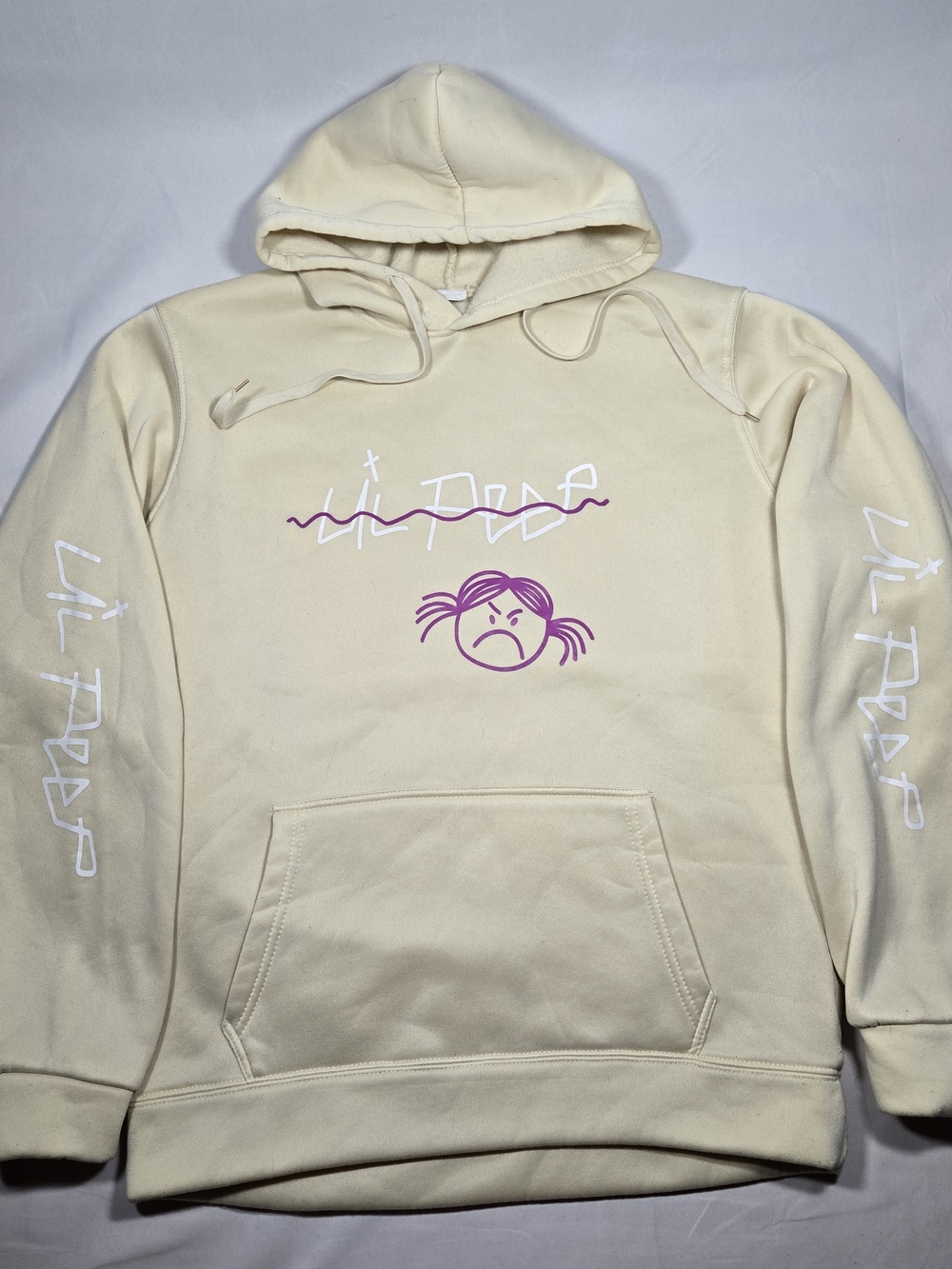 LIL PEEP Hoodie Unisex L Cream Emo Rap Goth Concert Band